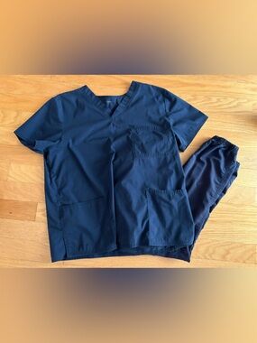 Navy Blue Scrub Set - Top & Pants